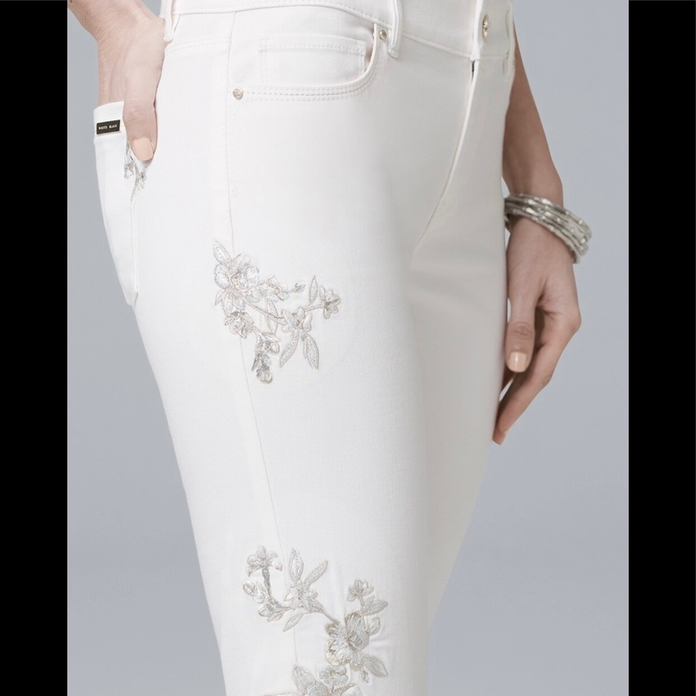 WHBM Embroidered Skinny Crop Jeans
